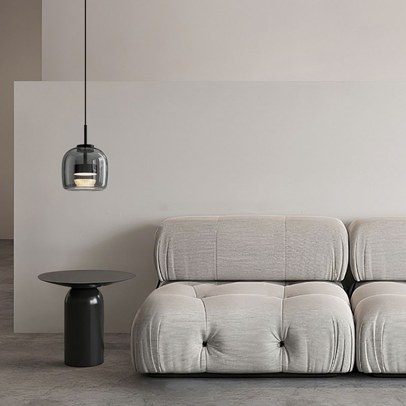 June Minimalist Pendant Light Glass Smoke Gray - Lamp Copper