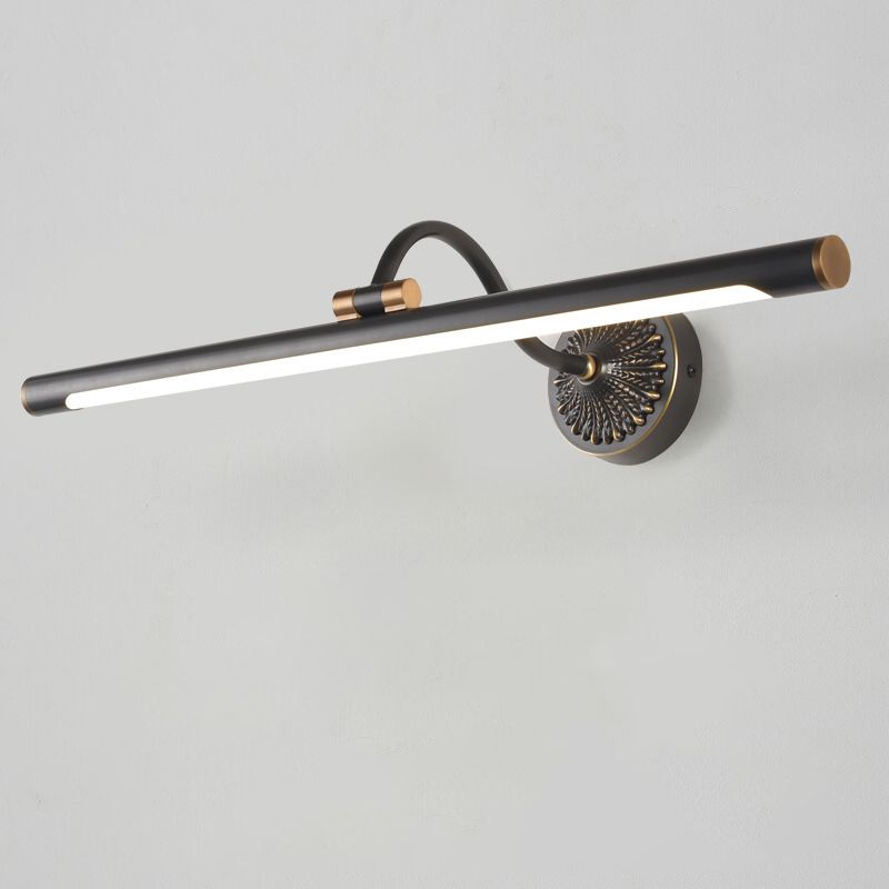 Tiffany Black Adjustable Reading Spotlight Wall Lamp, Metal/Wood - Lamp Copper
