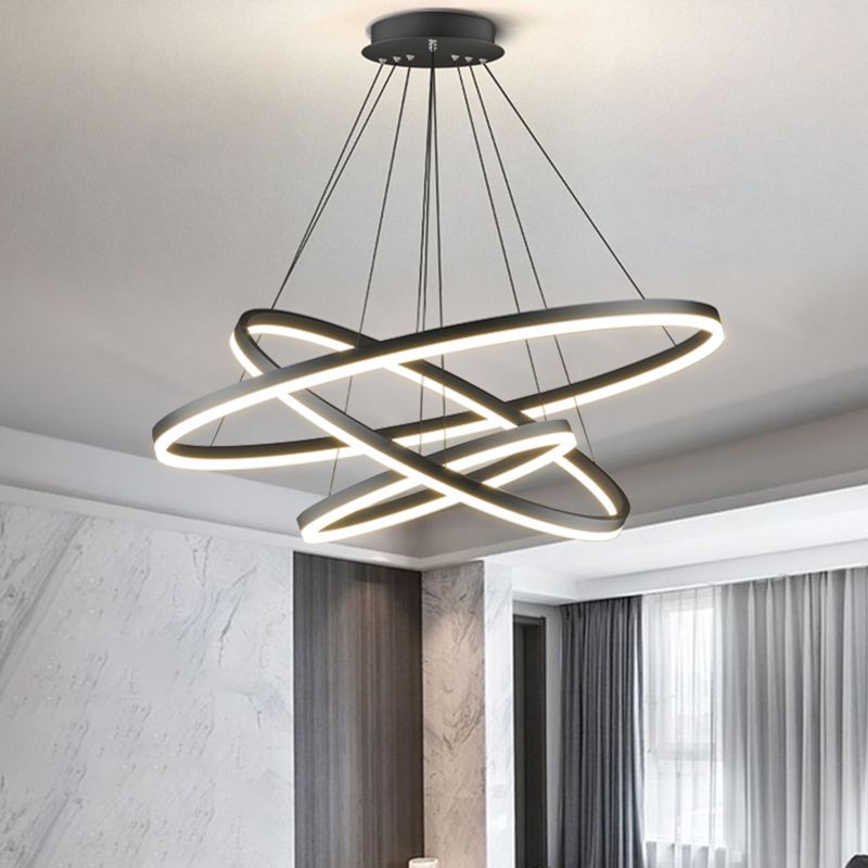 Arisha 3-Rings Black Black Modern Pendant Light - Lamp Copper