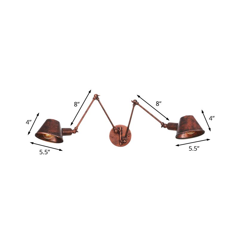 Epoch Vintage Adjustable Metal Wall Lamp, Black/Rust, Bedroom - Lamp Copper