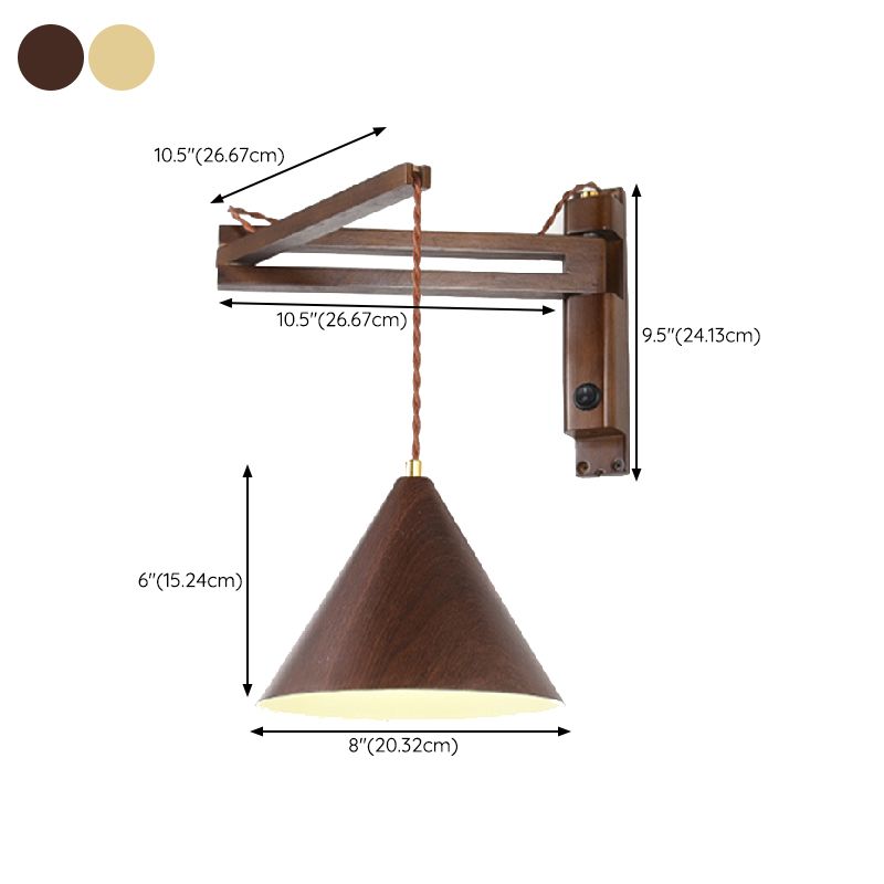 Muto Adjustable Wall Lamp, Wood/Metal, 2 Color, Living Room - Lamp Copper