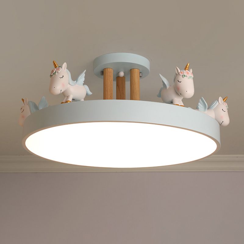 Arisha Modern Round Unicorn Semi-Flush Mount Ceiling Light - Lamp Copper