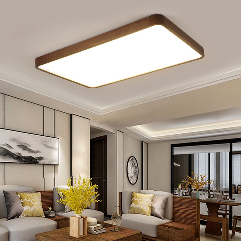 Muto Modern Geometric Walnut LED Flush Mount Ceiling Light - Lamp Copper