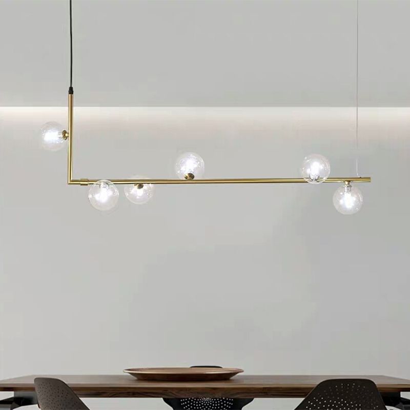 Valentina Minimalist Linear Pendant Light, Black & Gold, 6/8 Heads - Lamp Copper