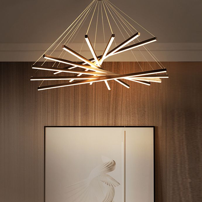 Arisha Minimalist Linear Metal Pendant Light, Living Room, Black - Lamp Copper