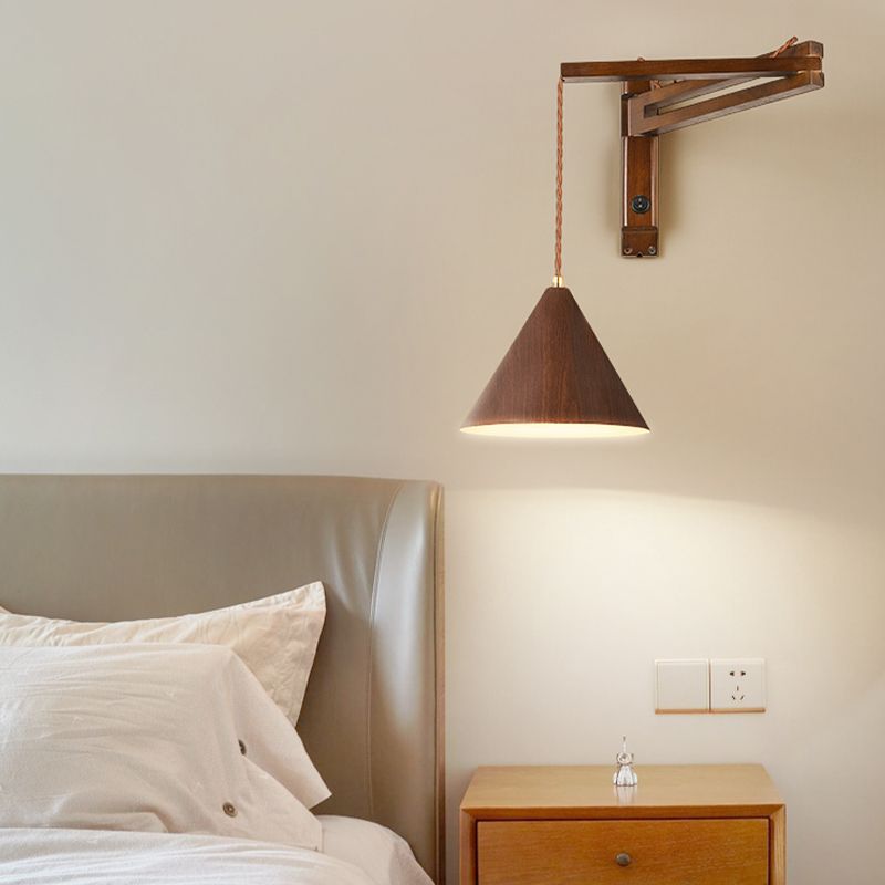 Muto Adjustable Wall Lamp, Wood/Metal, 2 Color, Living Room - Lamp Copper