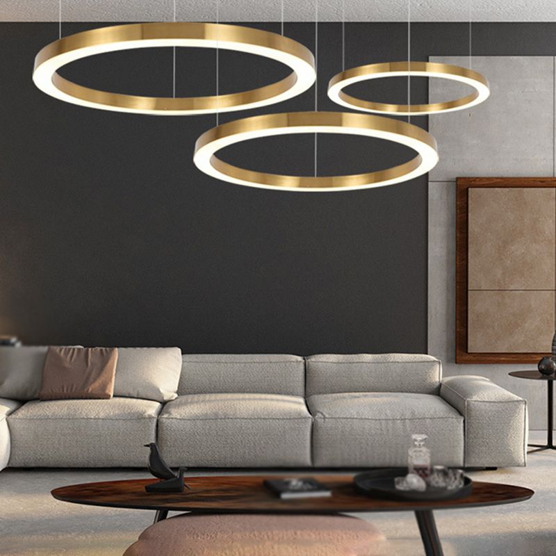 Arisha Modern Ring Metal Pendant Light, Gold - Lamp Copper