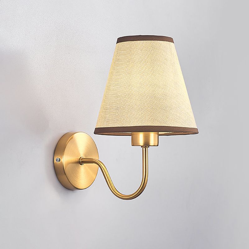 Tiffany Nordic Fabric Metal Vanity Wall Lamp, Black/White/Coffee/Flaxen - Lamp Copper