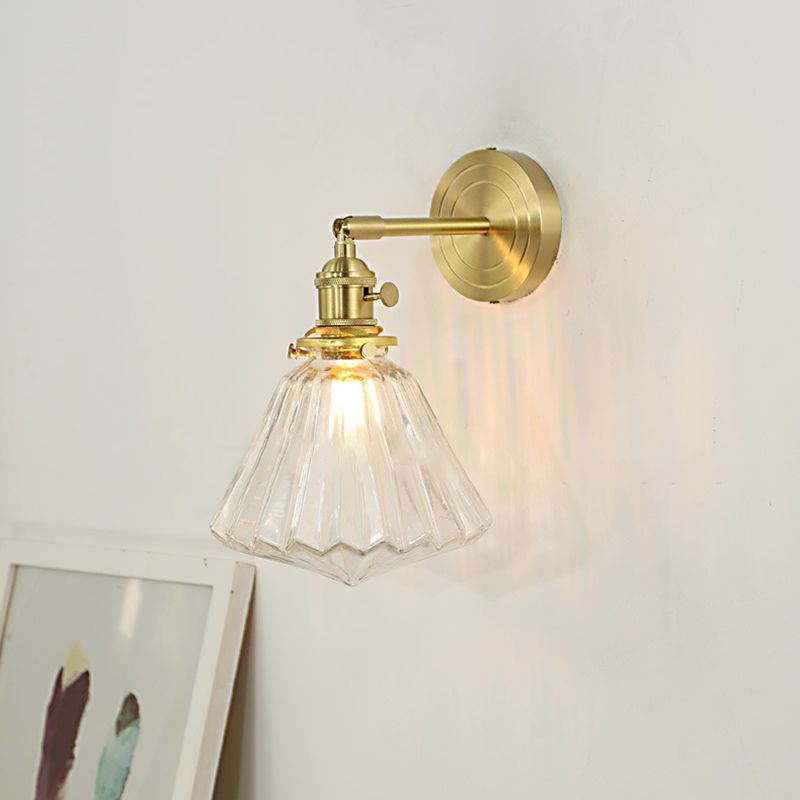 Valentina Luxury Globe/Flower Glass Vanity Wall Lamp, Gold, Bedroom - Lamp Copper