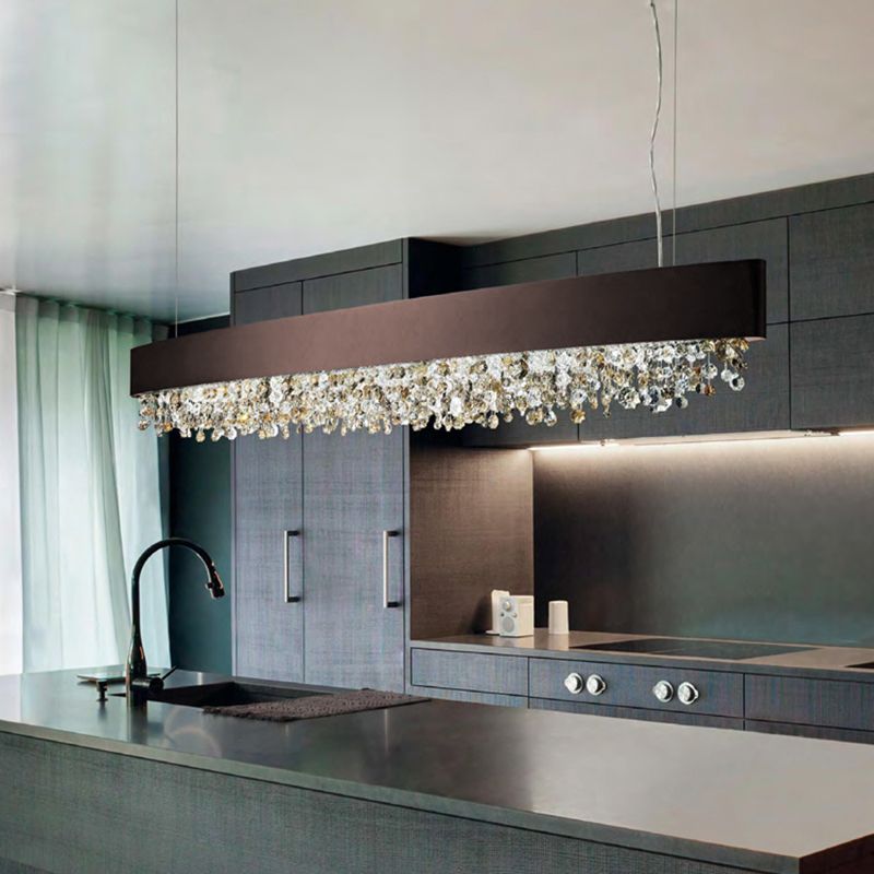 Kristy Modern Crystal Pendant Light Black/White/Brown/Gold - Lamp Copper