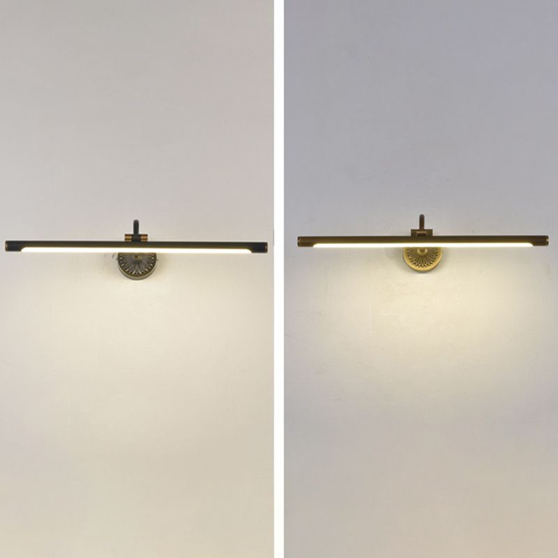 Tiffany Black Adjustable Reading Spotlight Wall Lamp, Metal/Wood - Lamp Copper