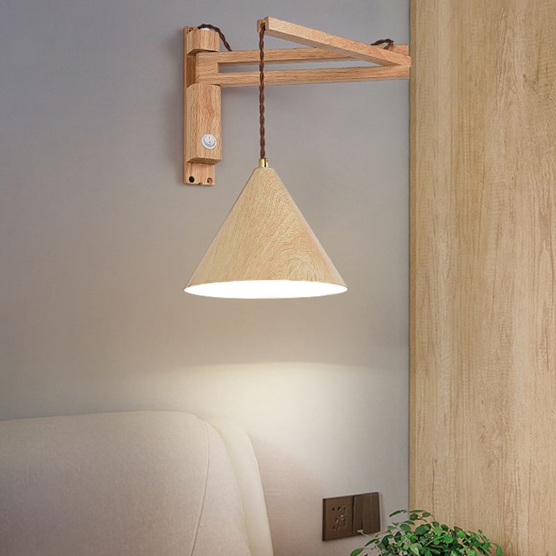 Muto Adjustable Wall Lamp, Wood/Metal, 2 Color, Living Room - Lamp Copper