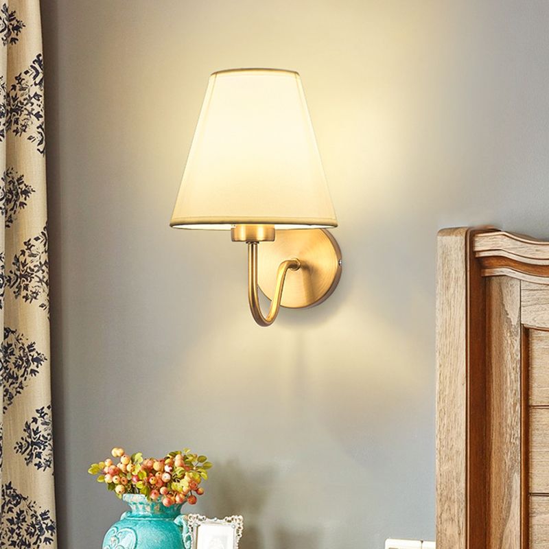 Tiffany Nordic Fabric Metal Vanity Wall Lamp, Black/White/Coffee/Flaxen - Lamp Copper