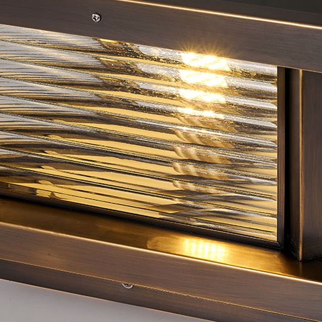 Ray Modern Rectangular Metal Outdoor Solar Lamp, Black/ Brass/Bronze - Lamp Copper
