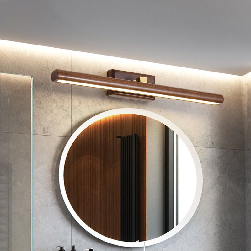 Muto Vanity Rotatable Mirror Front Vanity Wall Lamp, Wood - Lamp Copper
