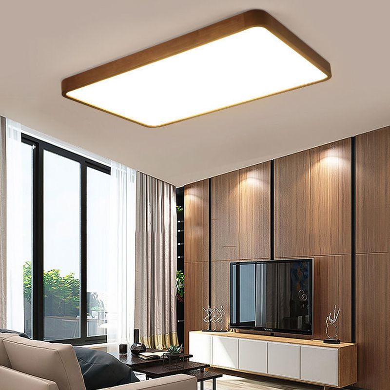 Muto Modern Geometric Walnut LED Flush Mount Ceiling Light - Lamp Copper