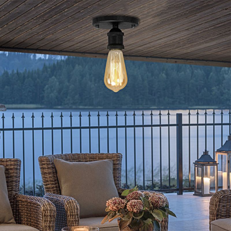 Silva Retro Vintage Bulb Semi-Flush Mount Ceiling Light - Lamp Copper