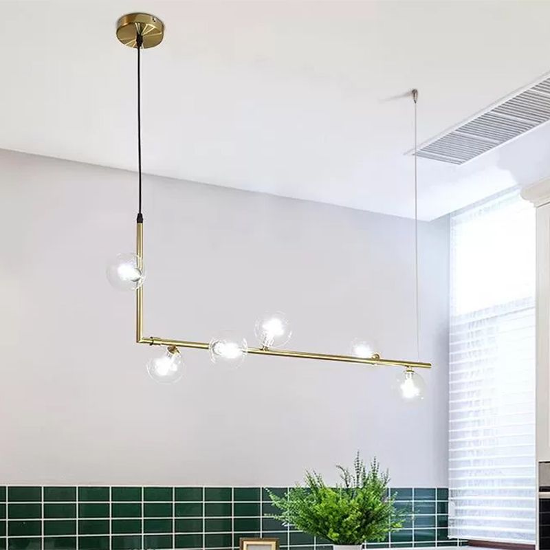 Valentina Minimalist Linear Pendant Light, Black & Gold, 6/8 Heads - Lamp Copper