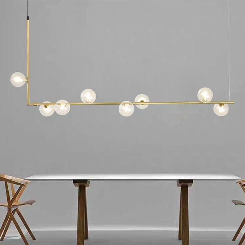 Valentina Minimalist Linear Pendant Light, Black & Gold, 6/8 Heads - Lamp Copper
