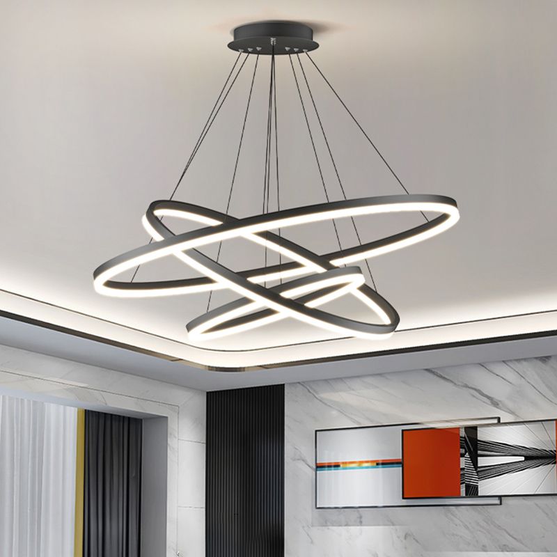 Arisha 3-Rings Black Black Modern Pendant Light - Lamp Copper