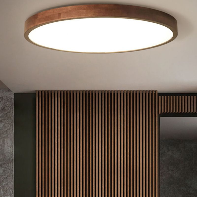 Muto Modern Geometric Walnut LED Flush Mount Ceiling Light - Lamp Copper