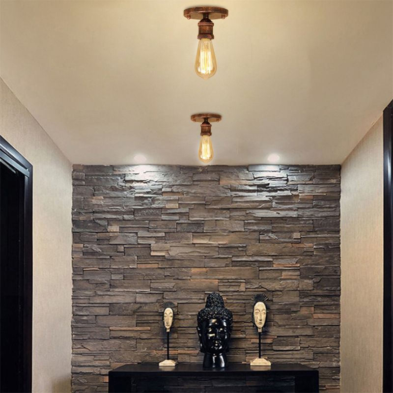 Silva Retro Vintage Bulb Semi-Flush Mount Ceiling Light - Lamp Copper