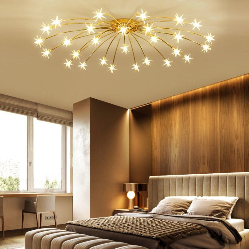 Arisha Art Deco Starry Flush Mount Ceiling Light - Lamp Copper