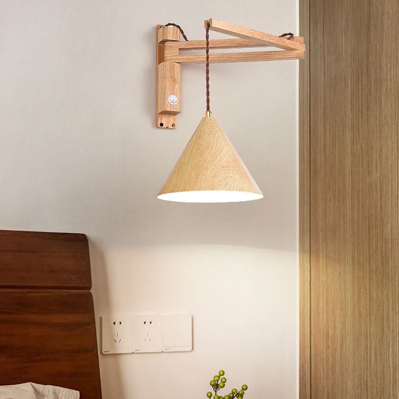 Muto Adjustable Wall Lamp, Wood/Metal, 2 Color, Living Room - Lamp Copper