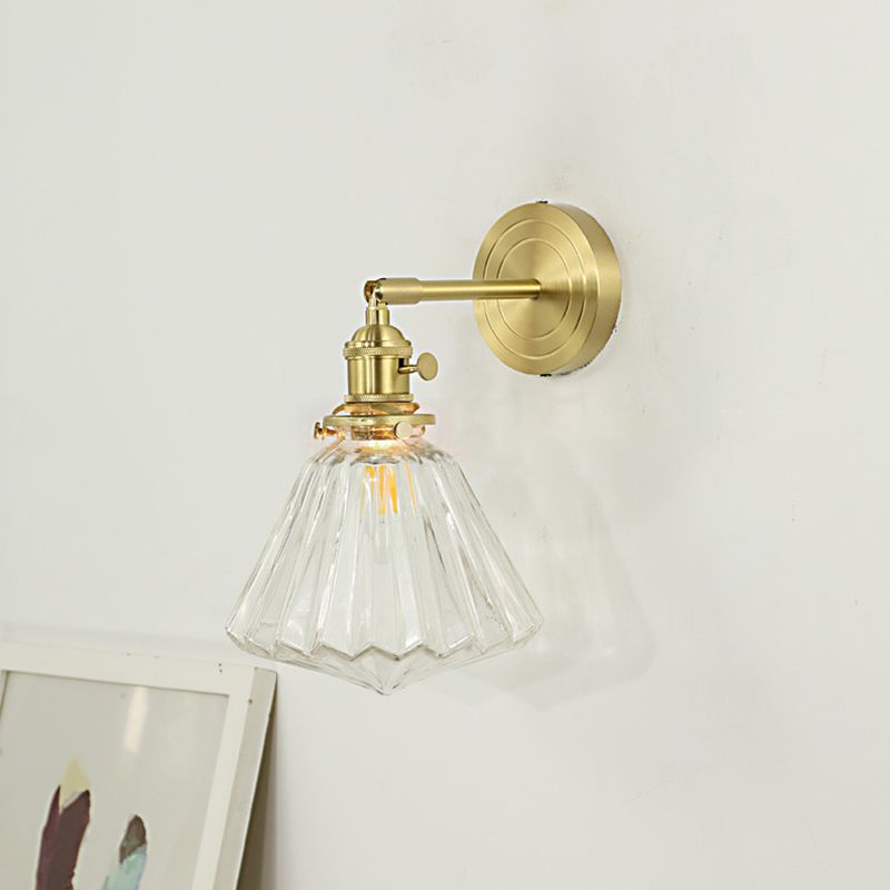 Valentina Luxury Globe/Flower Glass Vanity Wall Lamp, Gold, Bedroom - Lamp Copper