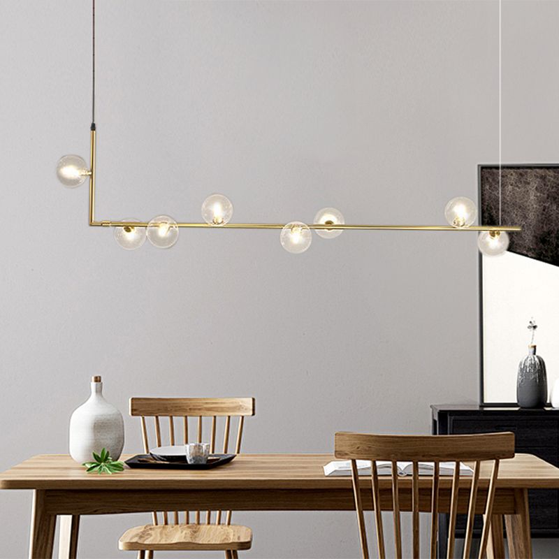 Valentina Minimalist Linear Pendant Light, Black & Gold, 6/8 Heads - Lamp Copper