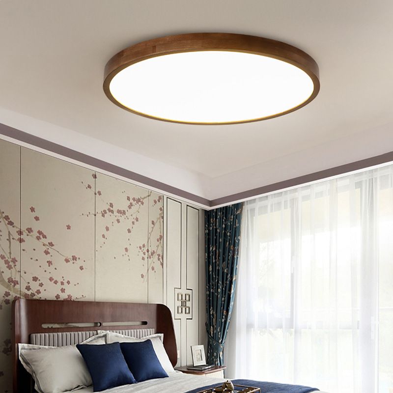 Muto Modern Geometric Walnut LED Flush Mount Ceiling Light - Lamp Copper