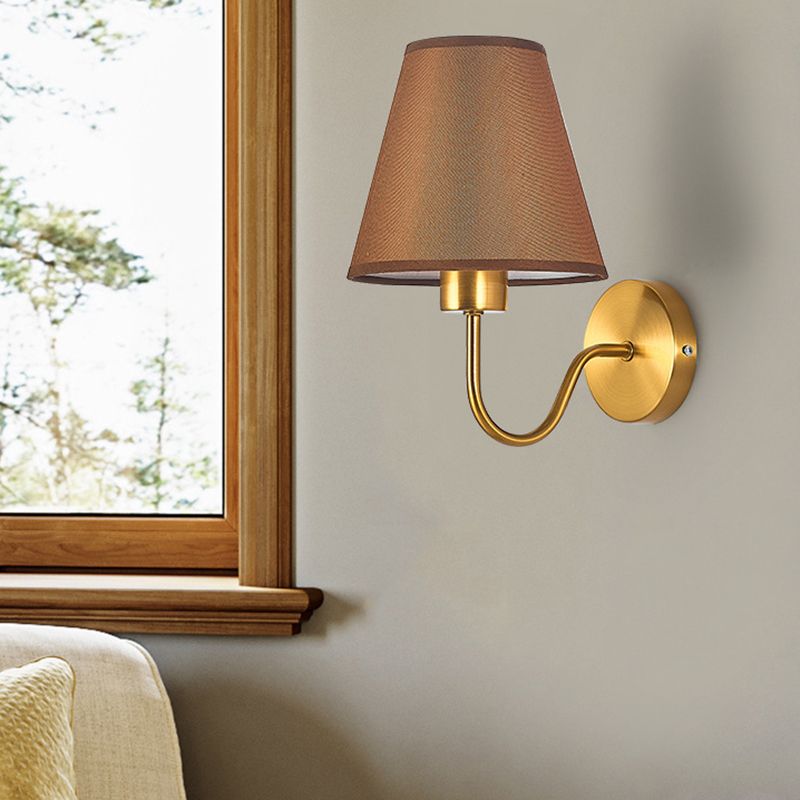 Tiffany Nordic Fabric Metal Vanity Wall Lamp, Black/White/Coffee/Flaxen - Lamp Copper