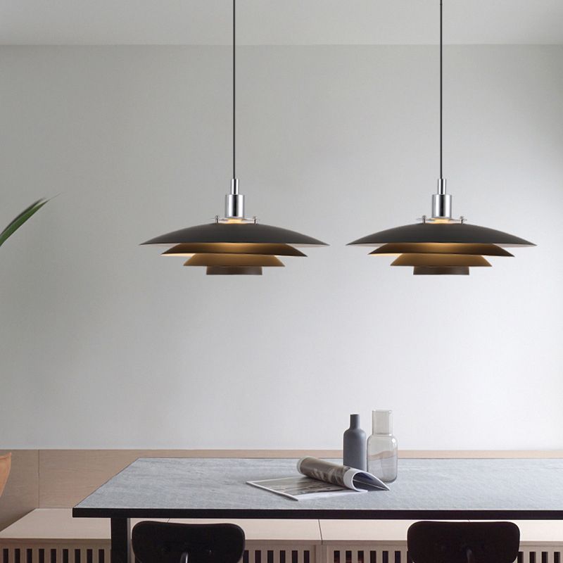 Nylo Contemporary Minimalist Frisbee Shaped Metal Pendant Light - Lamp Copper