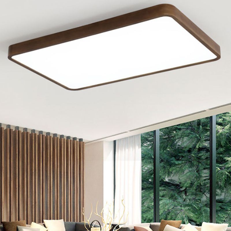 Muto Modern Geometric Walnut LED Flush Mount Ceiling Light - Lamp Copper