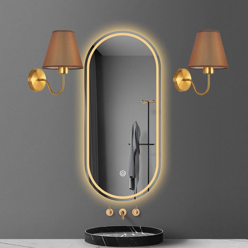 Tiffany Nordic Fabric Metal Vanity Wall Lamp, Black/White/Coffee/Flaxen - Lamp Copper