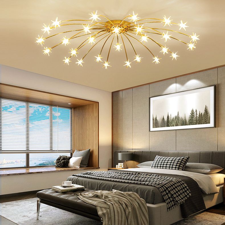 Arisha Art Deco Starry Flush Mount Ceiling Light - Lamp Copper