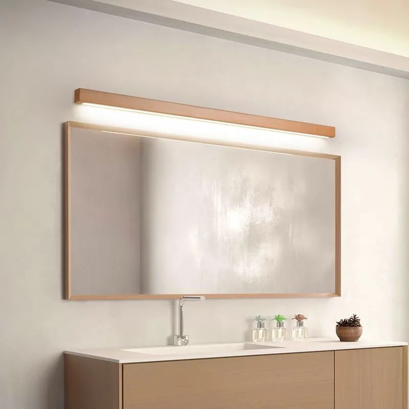 Muto Linear Mirror Wooden Front Vanity Wall Lamp - Lamp Copper