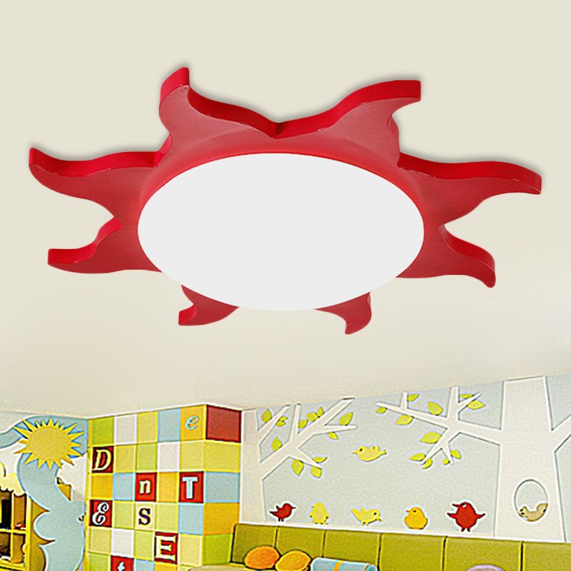 Aria Modern Sun Round Flush Mount Ceiling Light, Red/Yellow/Blue/Green, Bedroom - Lamp Copper