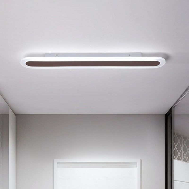 Arisha Minimalist Oval Linear Flush Mount Ceiling Light, White/Coffee - Lamp Copper
