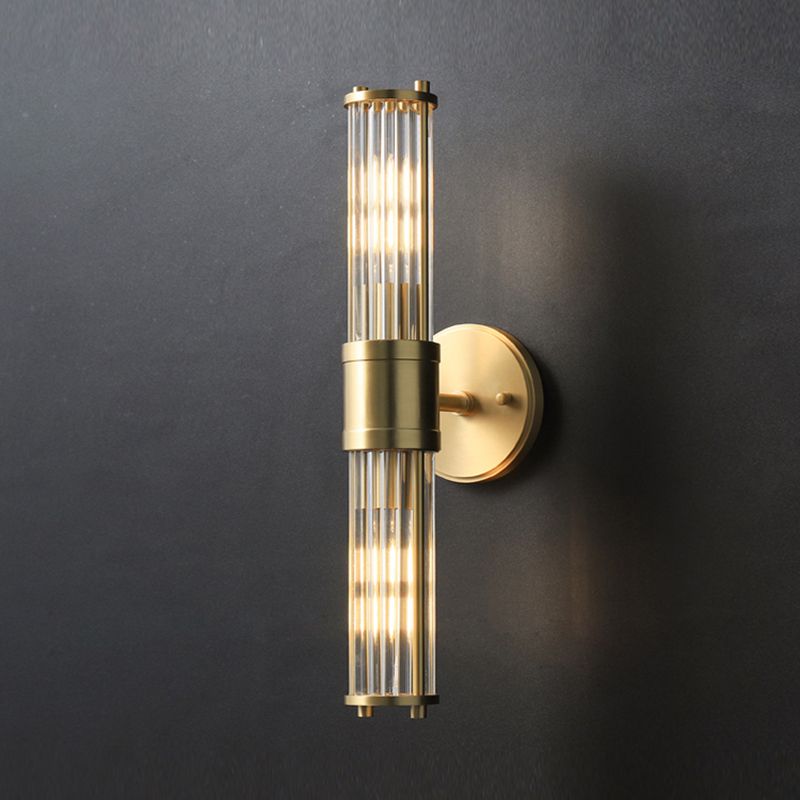 Kristy American Cylindrical Elegant Gold Glass/Metal Vanity Wall Lamp - Lamp Copper