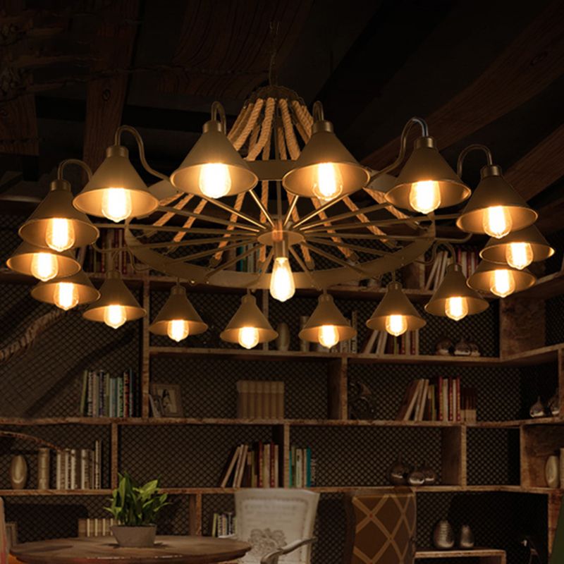 Epoch Vintage Industrial Rope Chandelier Living Room - Lamp Copper