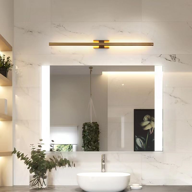 Arisha Modern Linear Metal&Acrylic Bedroom Wall Lamp, Black/Brass - Lamp Copper