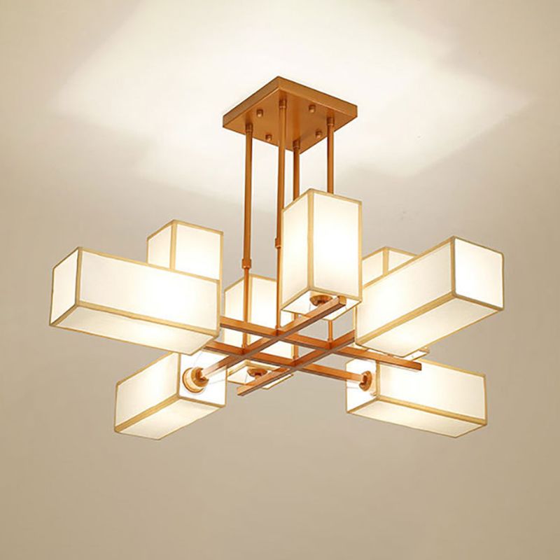Arisha Pendant Light Square Retro, Metal/Fabric, Black/Gold, Living Room - Lamp Copper