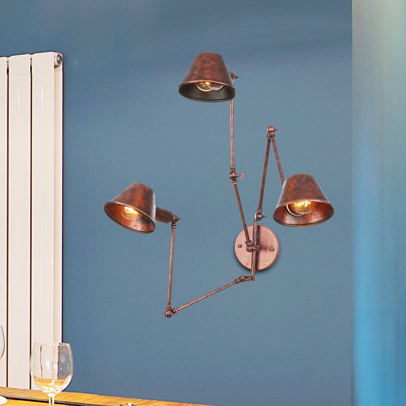 Epoch Vintage Adjustable Metal Wall Lamp, Black/Rust, Bedroom - Lamp Copper