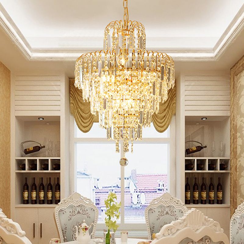 Kristy Luxury 5 Layers Tassel Crystal Gold Chandelier - Lamp Copper