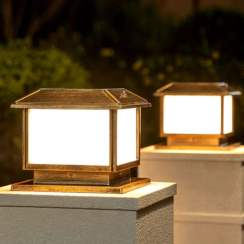 Ray Vintage Rectangle Metal Outdoor Solar Lamps, Black/Bronze - Lamp Copper