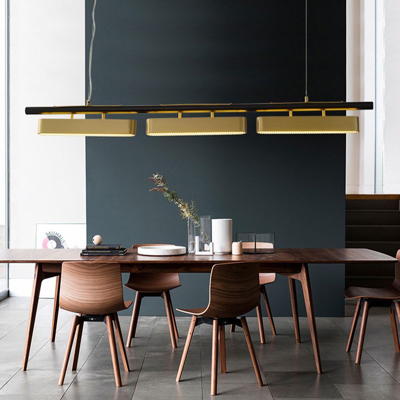 Arisha Pendant Light Rectangular Modern, Metal, Black/Brass, Office - Lamp Copper