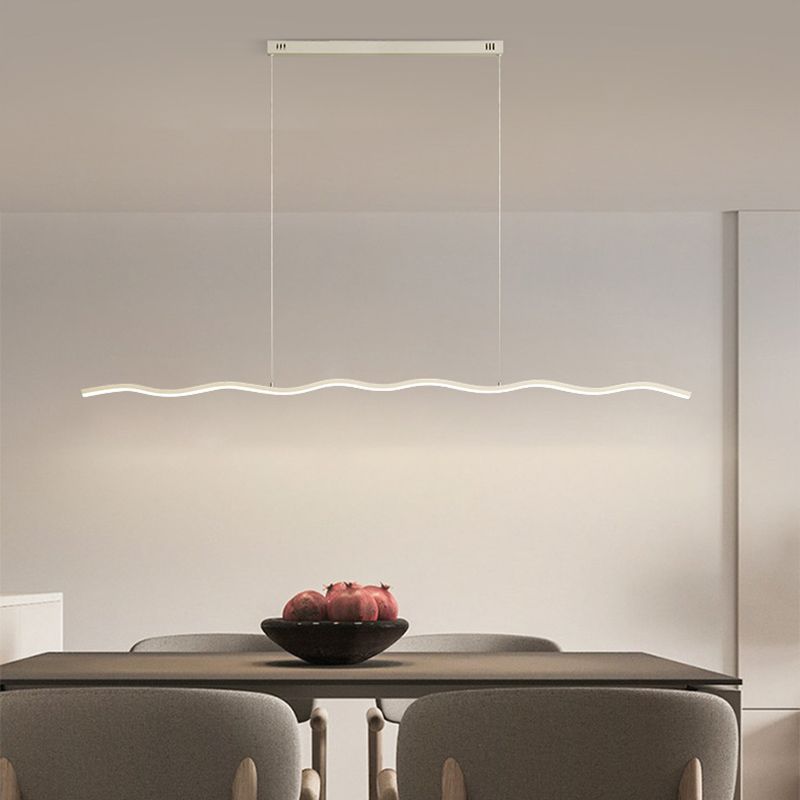 Arisha Wave Linear Pendant Light, Black/White - Lamp Copper