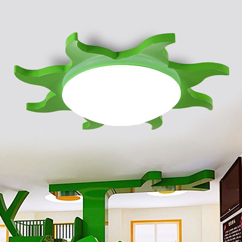 Aria Modern Sun Round Flush Mount Ceiling Light, Red/Yellow/Blue/Green, Bedroom - Lamp Copper