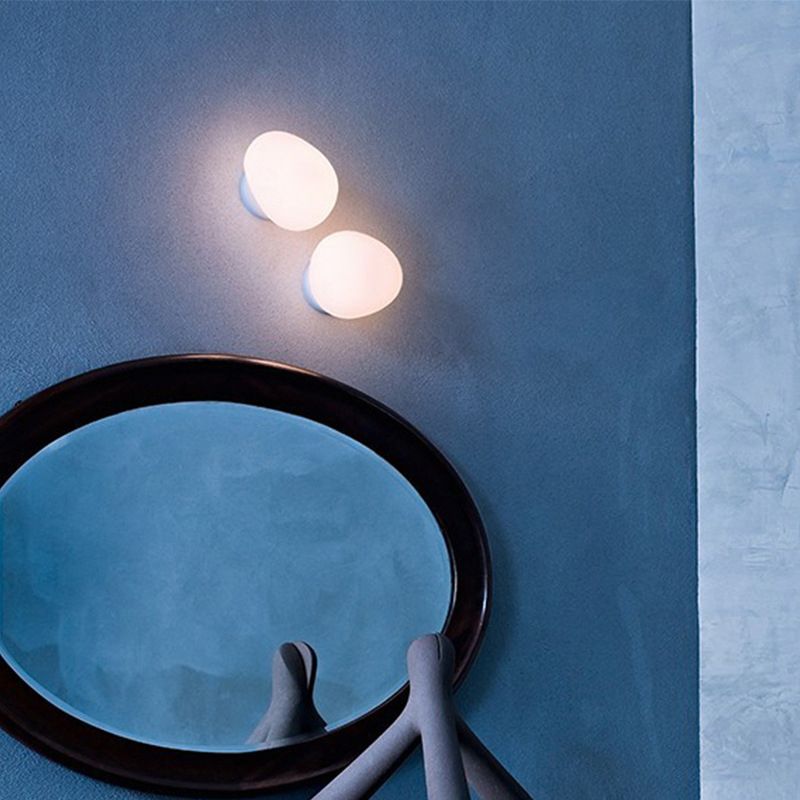 Valentina Design Geometric Glass Vanity Wall Light, White - Lamp Copper